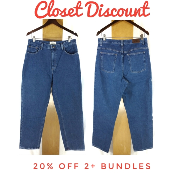 LL Bean 14 Original Fit Mom Jeans High Waist (B) - Picture 1 of 9